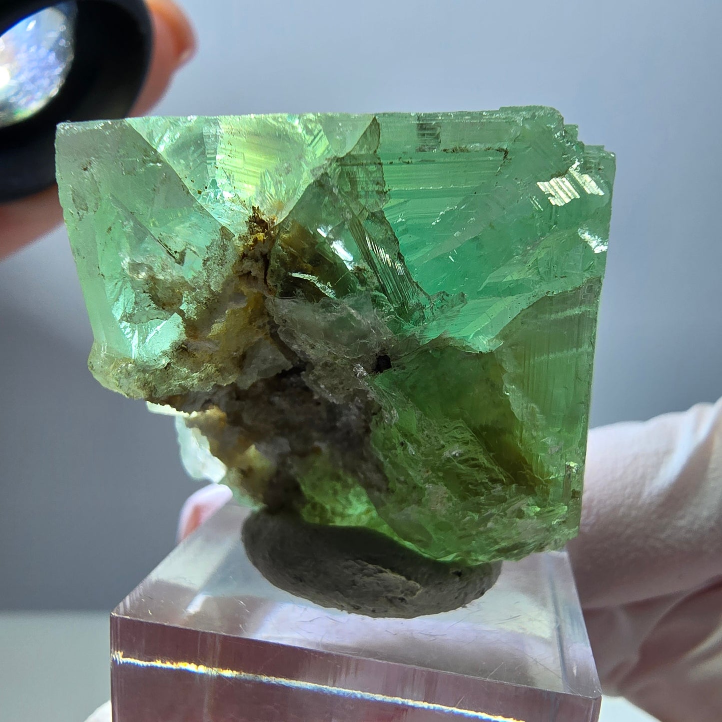 Klarer Phantom Fluorit Würfel parkettiert, grün Okorusu, Namibia 30*29*29mm