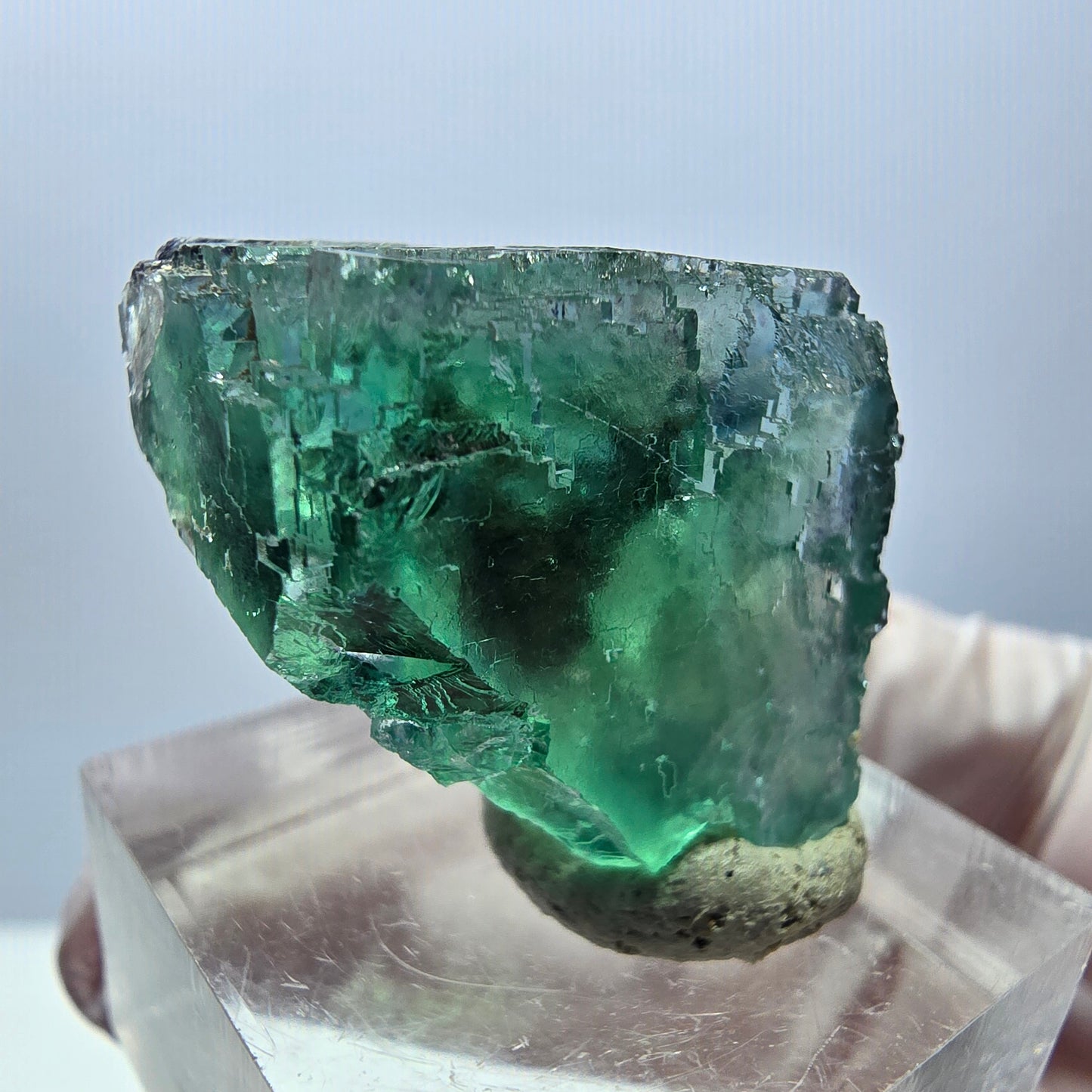 Klarer Phantom Fluorit Würfel parkettiert, grün Okorusu, Namibia 23*22*17mm