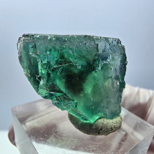 Klarer Phantom Fluorit Würfel parkettiert, grün Okorusu, Namibia 23*22*17mm