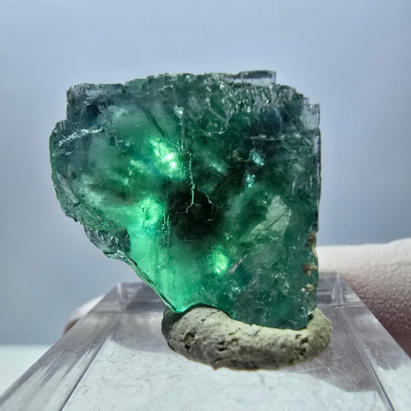 Klarer Phantom Fluorit Würfel parkettiert, grün Okorusu, Namibia 23*22*17mm
