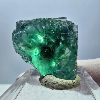 Klarer Phantom Fluorit Würfel parkettiert, grün Okorusu, Namibia 23*22*17mm