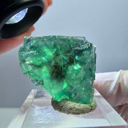 Klarer Phantom Fluorit Würfel parkettiert, grün Okorusu, Namibia 23*22*17mm