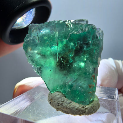 Klarer Phantom Fluorit Würfel parkettiert, grün Okorusu, Namibia 23*22*17mm