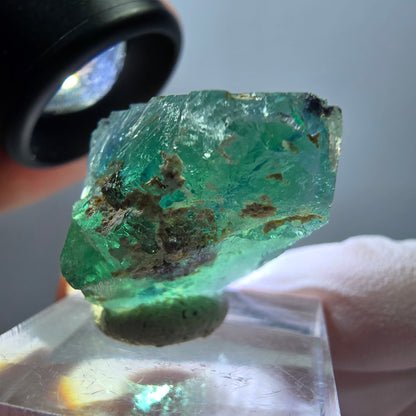 Klarer Phantom Fluorit Würfel parkettiert, grün Okorusu, Namibia 23*22*17mm
