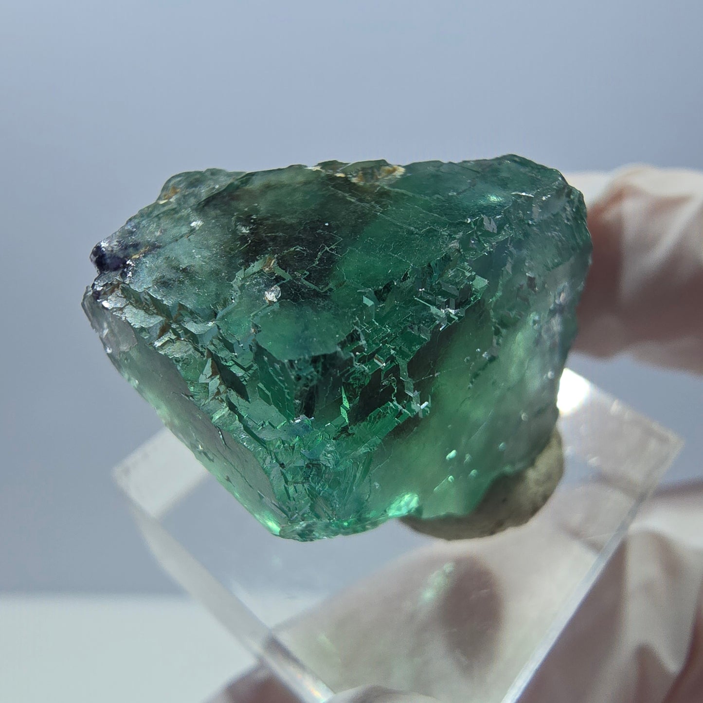 Klarer Phantom Fluorit Würfel parkettiert, grün Okorusu, Namibia 23*22*17mm