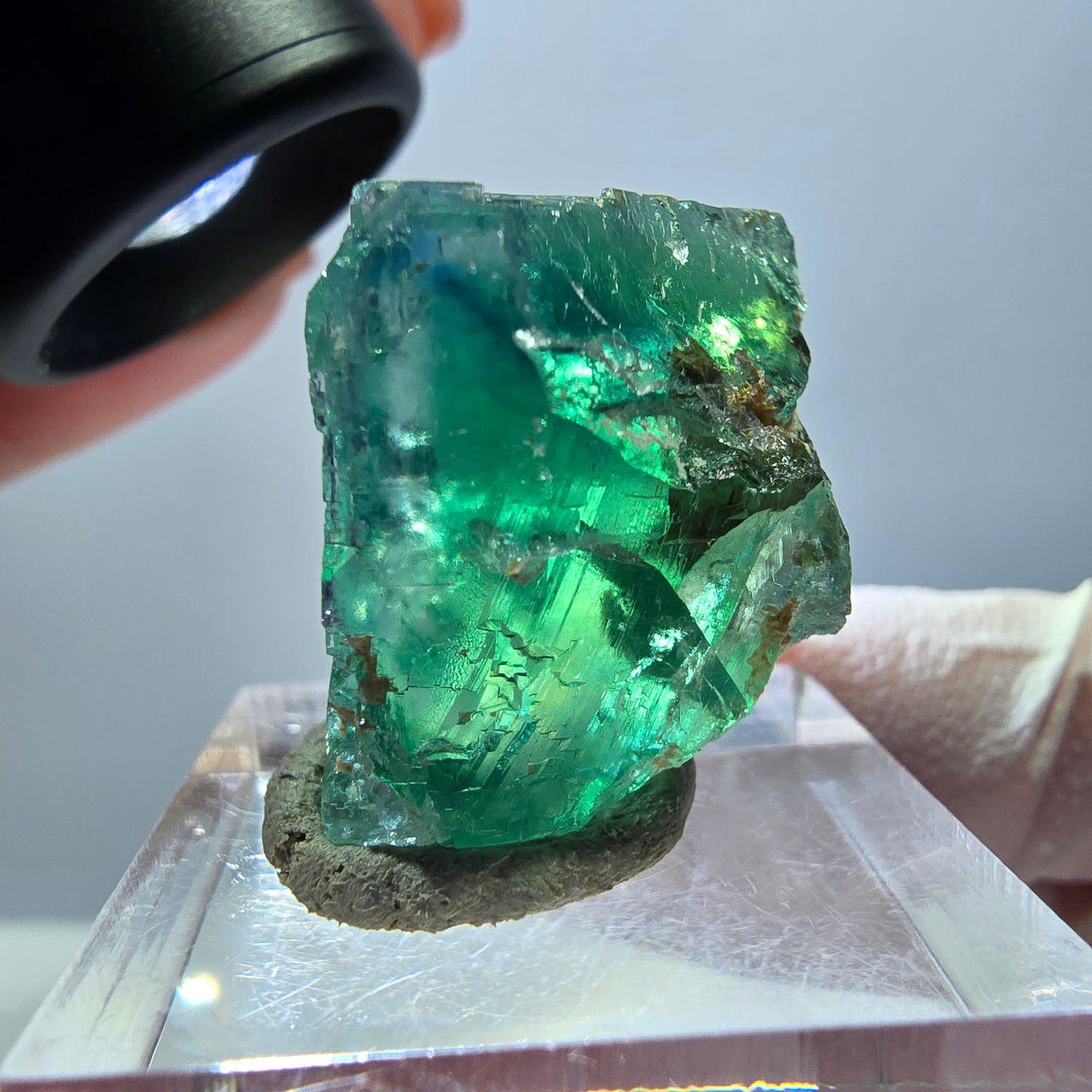 Klarer Phantom Fluorit Würfel parkettiert, grün Okorusu, Namibia 23*22*17mm
