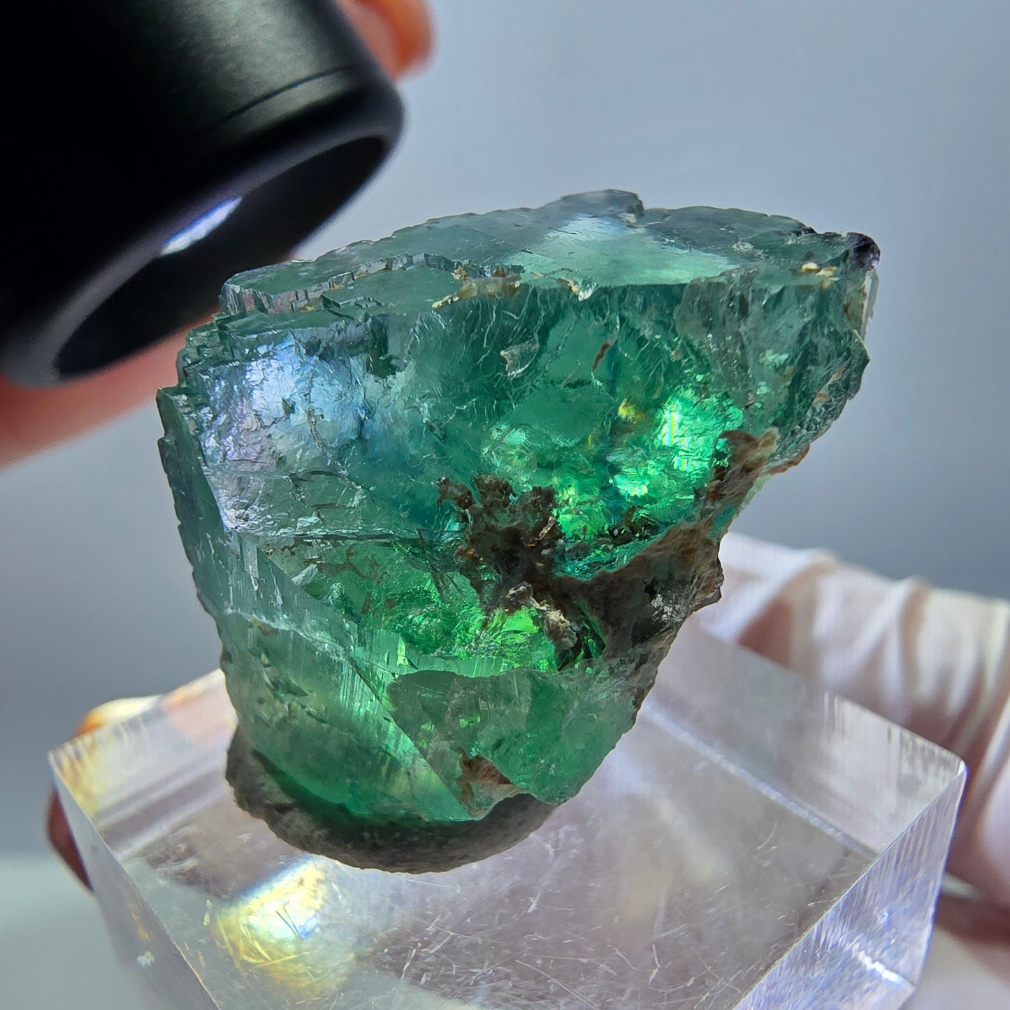 Klarer Phantom Fluorit Würfel parkettiert, grün Okorusu, Namibia 23*22*17mm