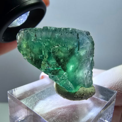 Klarer Phantom Fluorit Würfel parkettiert, grün Okorusu, Namibia 23*22*17mm