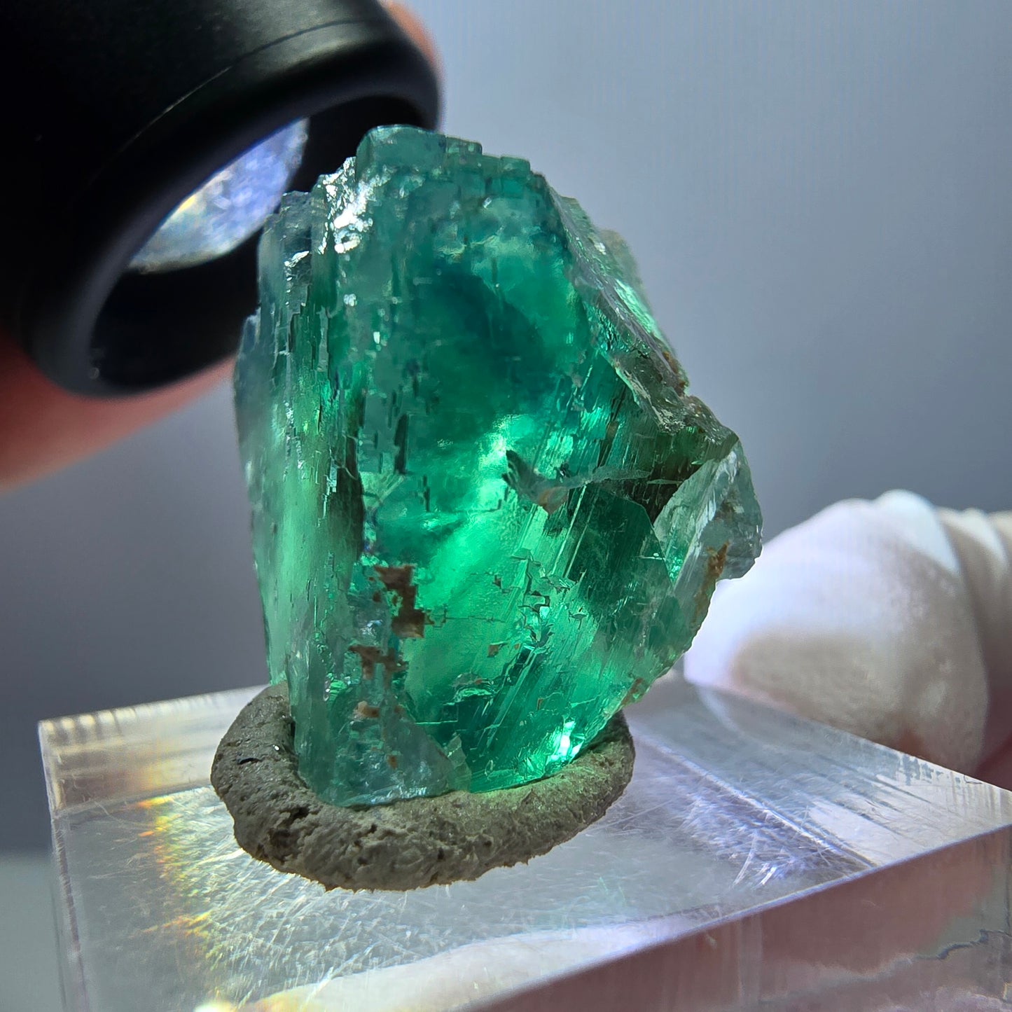 Klarer Phantom Fluorit Würfel parkettiert, grün Okorusu, Namibia 23*22*17mm