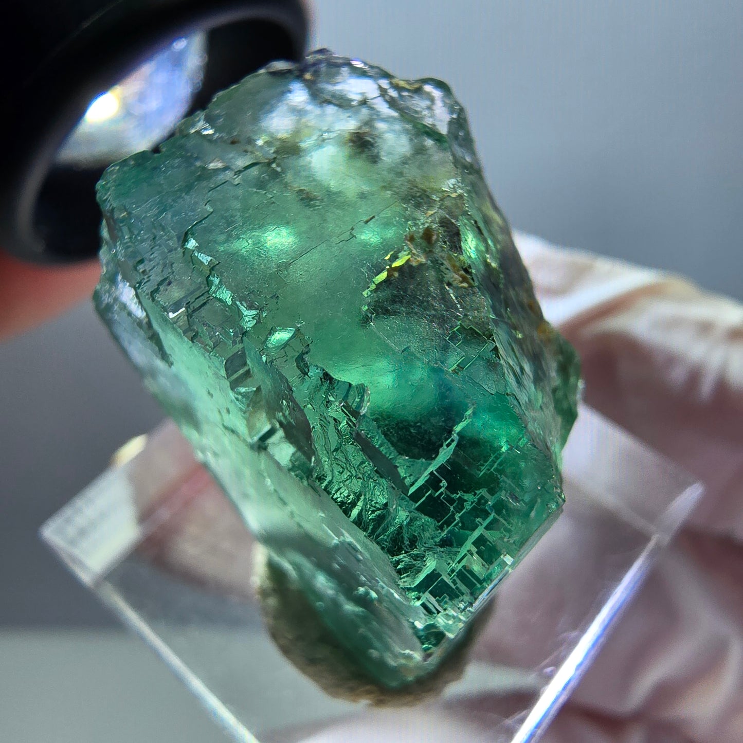 Klarer Phantom Fluorit Würfel parkettiert, grün Okorusu, Namibia 23*22*17mm