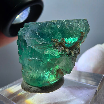 Klarer Phantom Fluorit Würfel parkettiert, grün Okorusu, Namibia 23*22*17mm