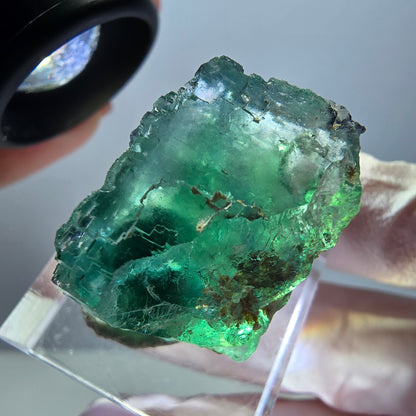 Klarer Phantom Fluorit Würfel parkettiert, grün Okorusu, Namibia 23*22*17mm