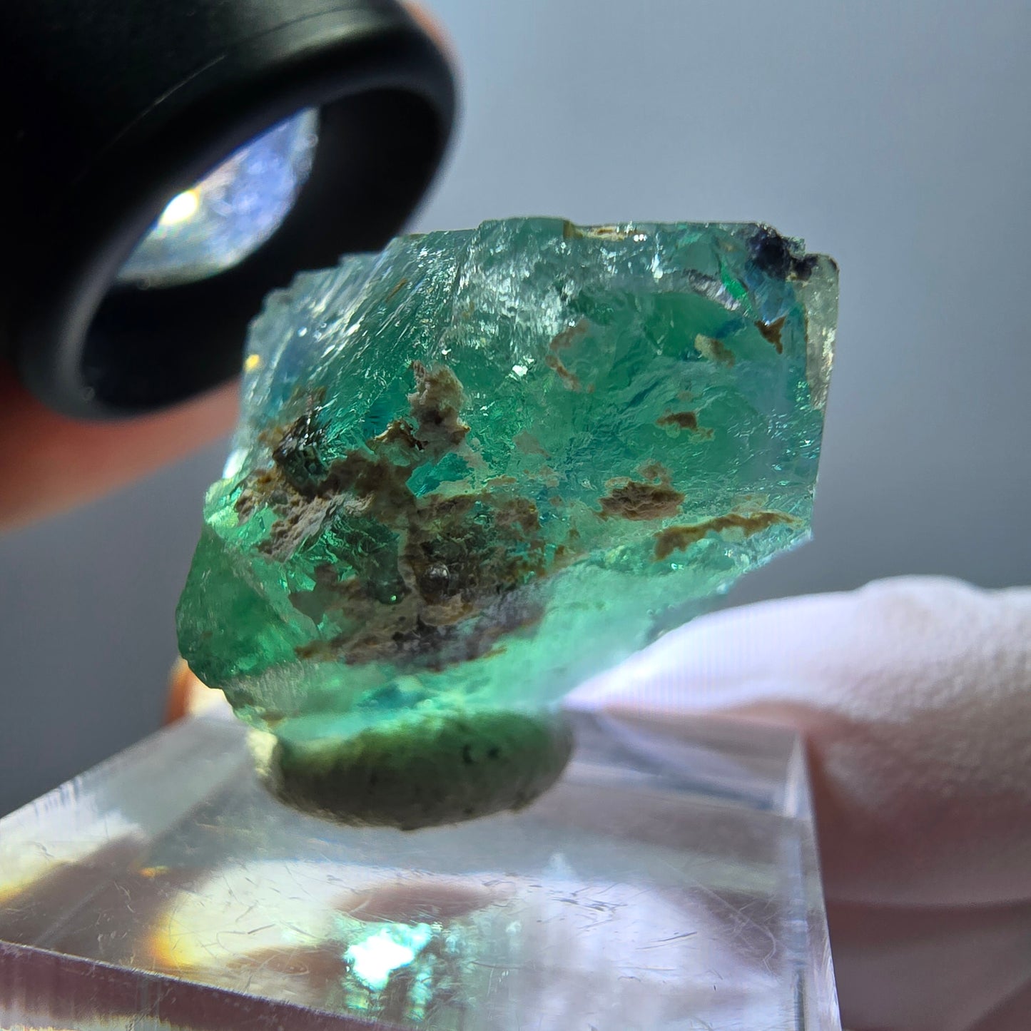 Klarer Phantom Fluorit Würfel parkettiert, grün Okorusu, Namibia 23*22*17mm