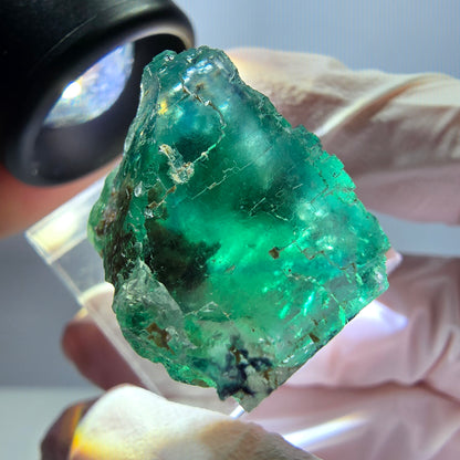Klarer Phantom Fluorit Würfel parkettiert, grün Okorusu, Namibia 23*22*17mm