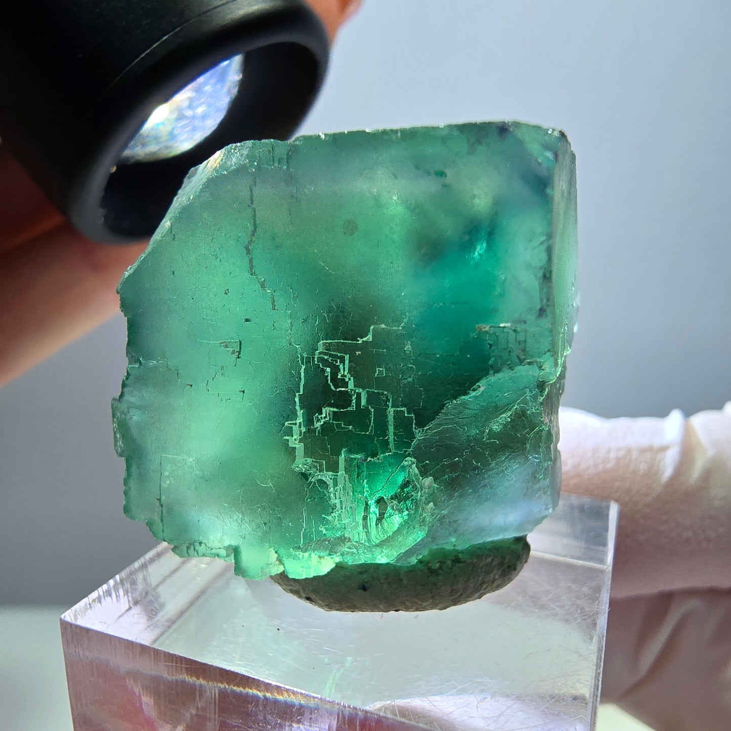 Klarer Phantom Fluorit Würfel parkettiert, grün Okorusu, Namibia 26*24*22mm