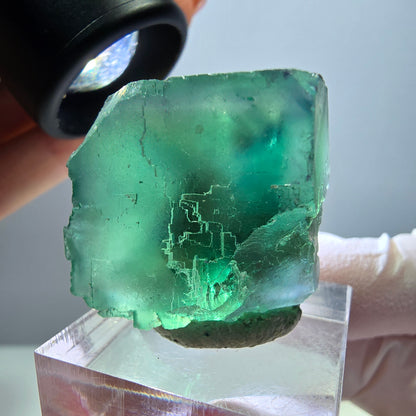 Klarer Phantom Fluorit Würfel parkettiert, grün Okorusu, Namibia 26*24*22mm