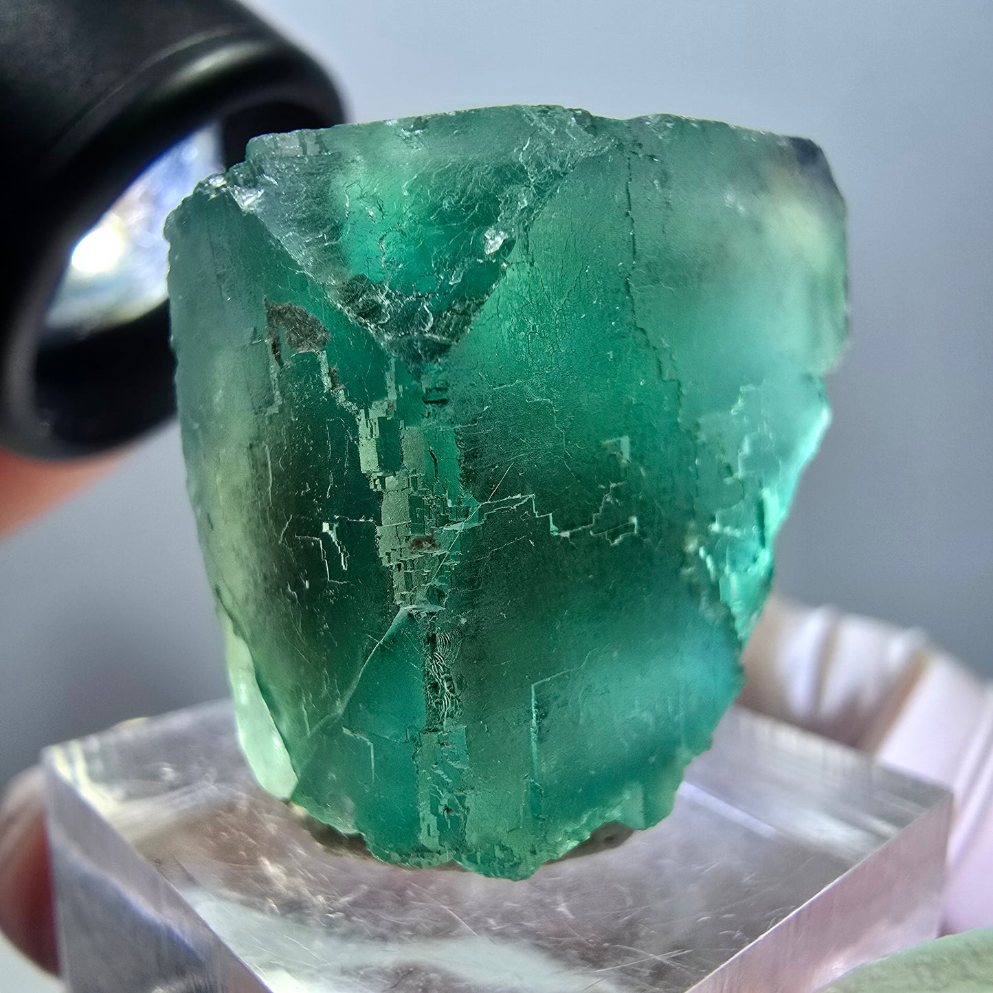 Klarer Phantom Fluorit Würfel parkettiert, grün Okorusu, Namibia 26*24*22mm