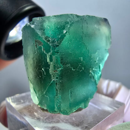 Klarer Phantom Fluorit Würfel parkettiert, grün Okorusu, Namibia 26*24*22mm