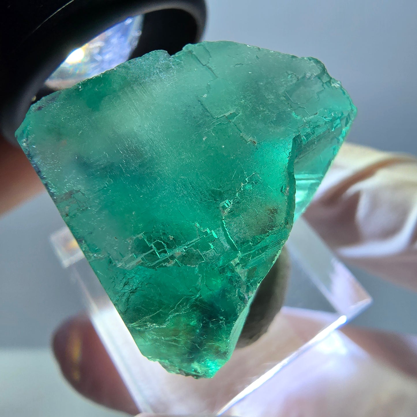 Klarer Phantom Fluorit Würfel parkettiert, grün Okorusu, Namibia 26*24*22mm