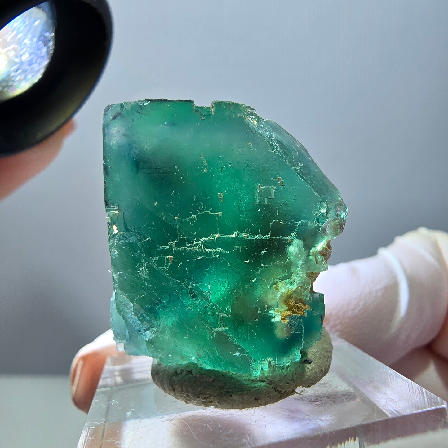 Klarer Phantom Fluorit Würfel parkettiert, grün Okorusu, Namibia 26*24*22mm