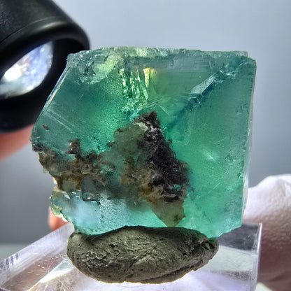 Klarer Phantom Fluorit Würfel parkettiert, grün Okorusu, Namibia 26*24*22mm