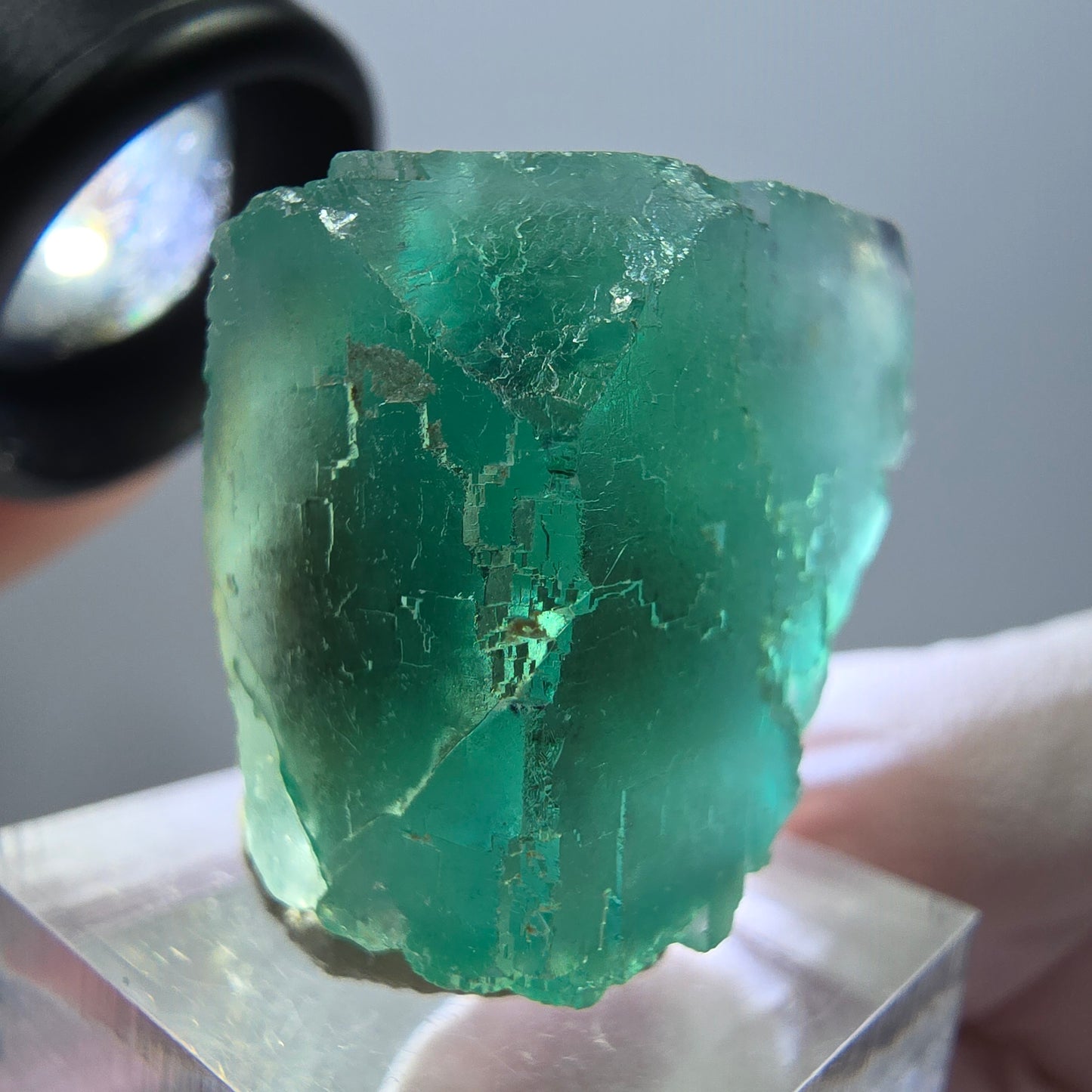 Klarer Phantom Fluorit Würfel parkettiert, grün Okorusu, Namibia 26*24*22mm