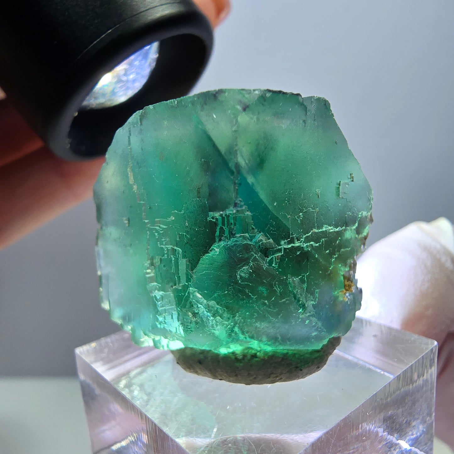 Klarer Phantom Fluorit Würfel parkettiert, grün Okorusu, Namibia 26*24*22mm