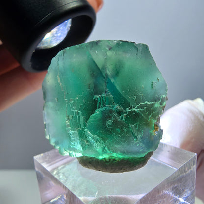 Klarer Phantom Fluorit Würfel parkettiert, grün Okorusu, Namibia 26*24*22mm