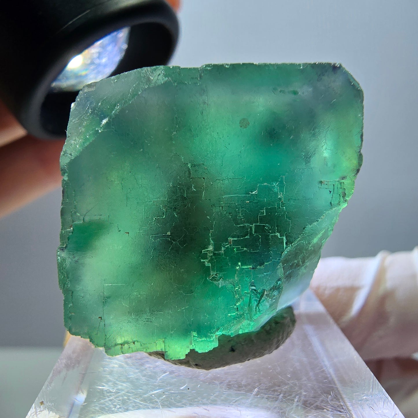 Klarer Phantom Fluorit Würfel parkettiert, grün Okorusu, Namibia 26*24*22mm