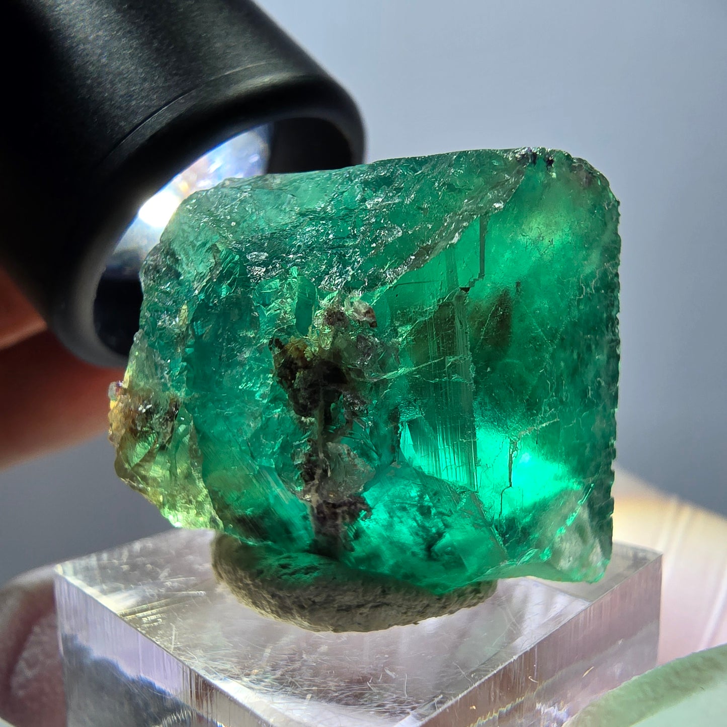 Klarer Phantom Fluorit Würfel parkettiert, grün Okorusu, Namibia 29*25*24mm