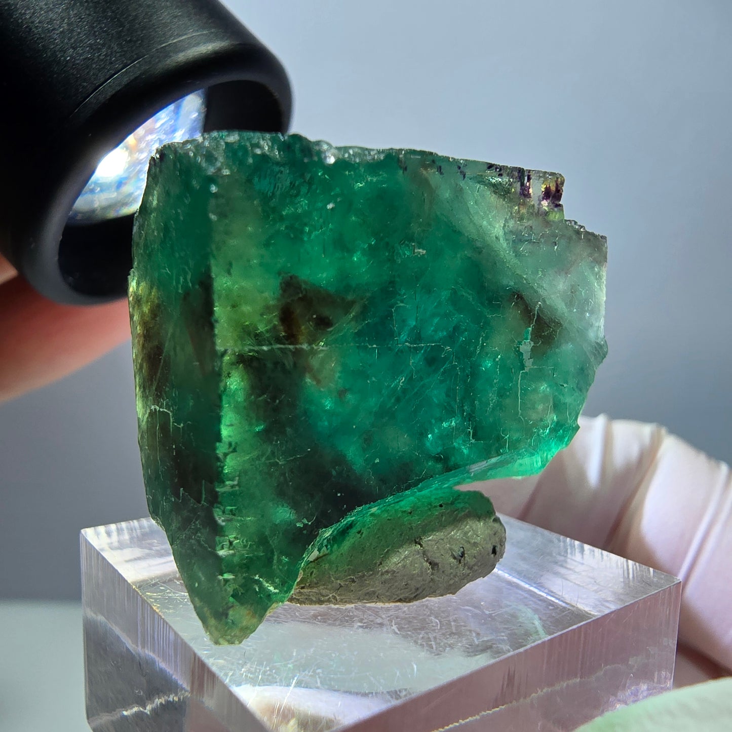 Klarer Phantom Fluorit Würfel parkettiert, grün Okorusu, Namibia 29*25*24mm
