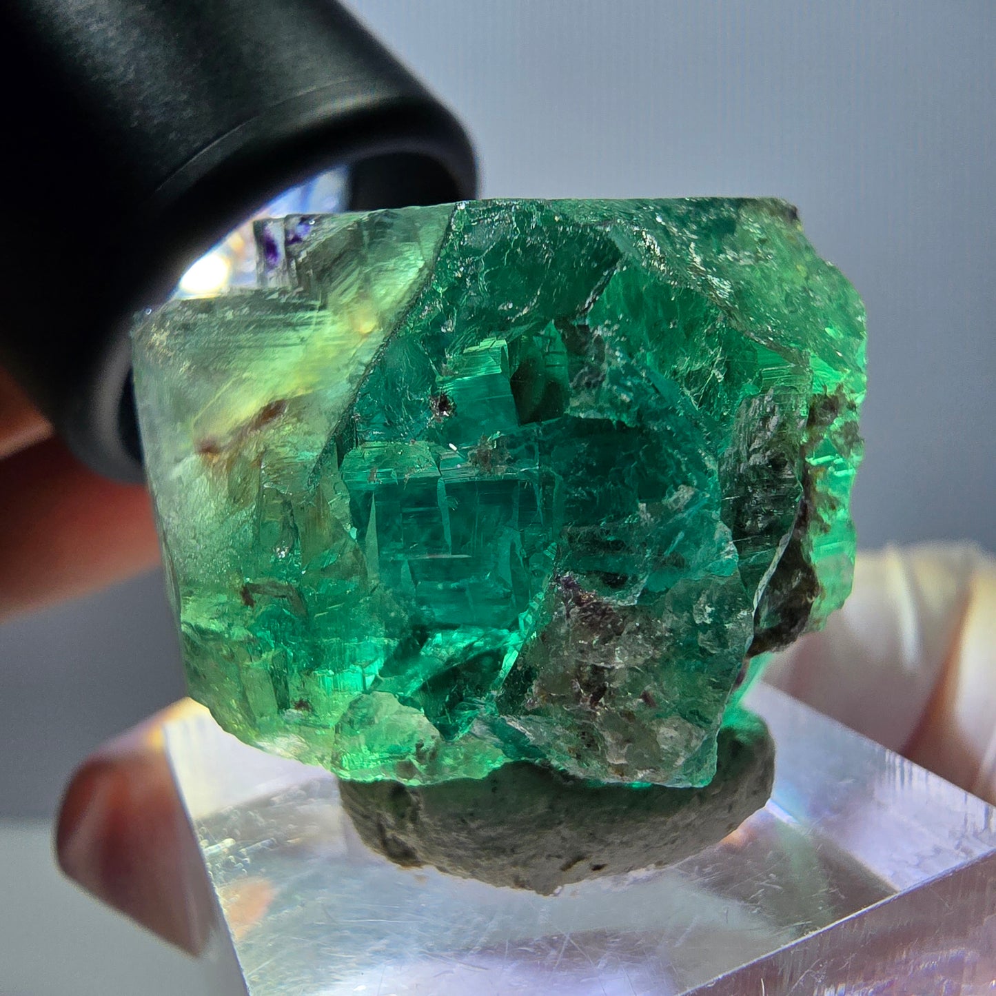 Klarer Phantom Fluorit Würfel parkettiert, grün Okorusu, Namibia 29*25*24mm