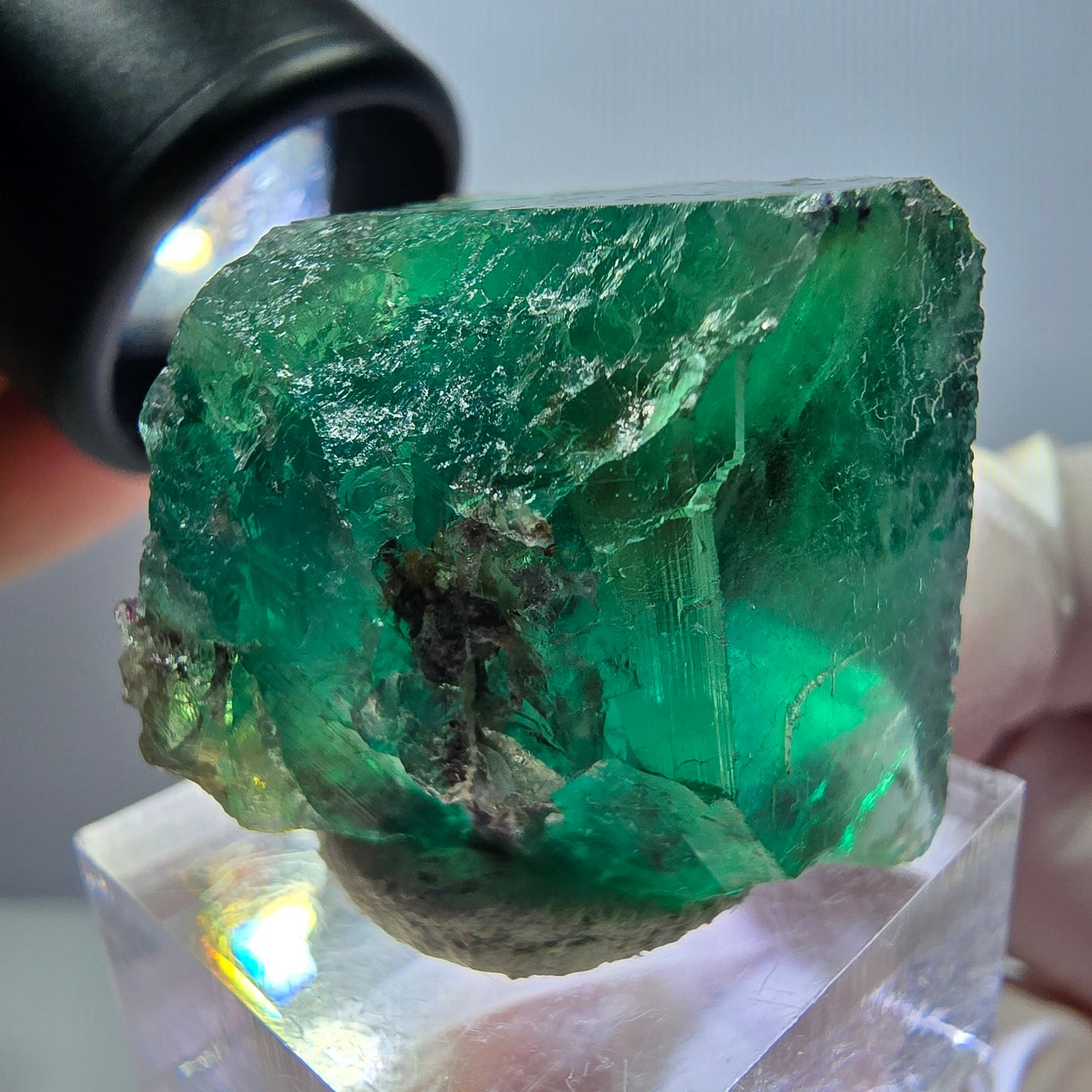 Klarer Phantom Fluorit Würfel parkettiert, grün Okorusu, Namibia 29*25*24mm