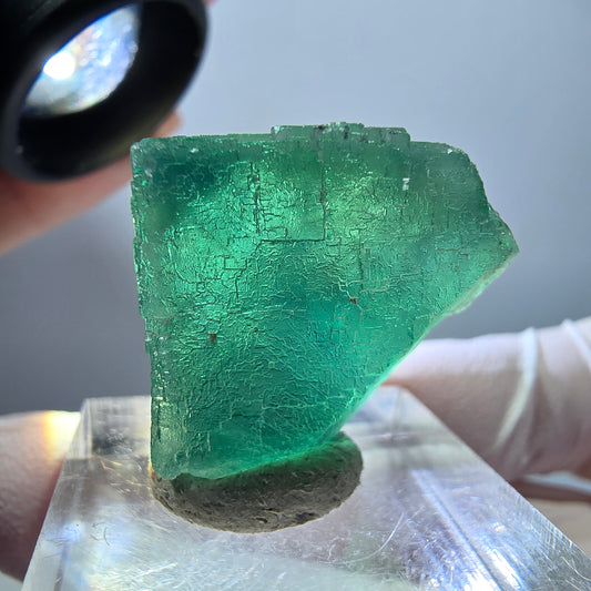 Klarer Phantom Fluorit Würfel parkettiert, grün Okorusu, Namibia 25*24*21mm