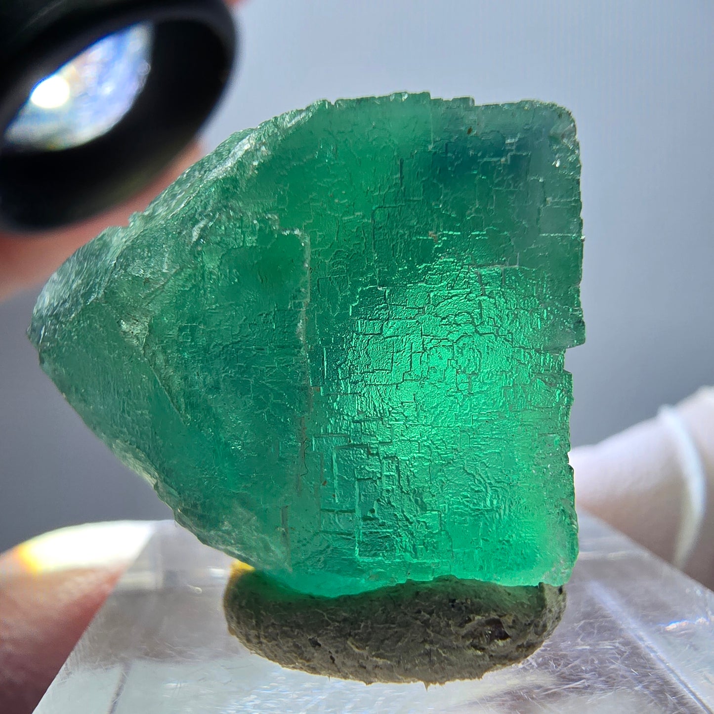 Klarer Phantom Fluorit Würfel parkettiert, grün Okorusu, Namibia 25*24*21mm