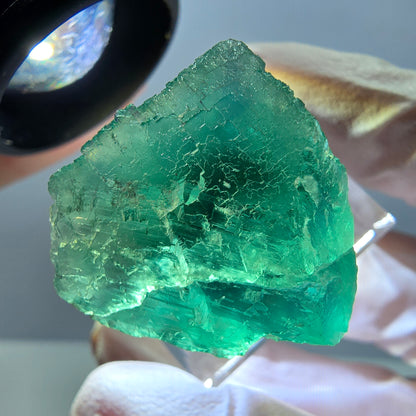 Klarer Phantom Fluorit Würfel parkettiert, grün Okorusu, Namibia 25*24*21mm