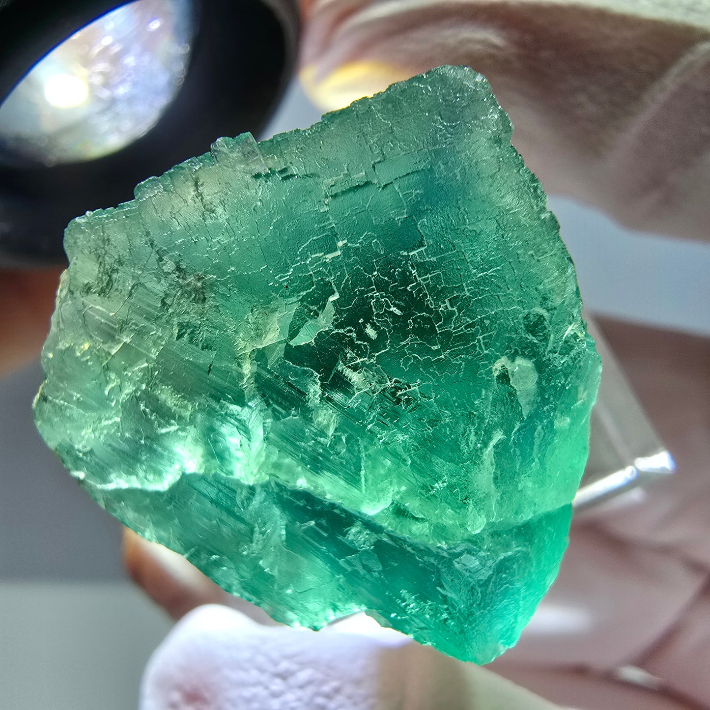 Klarer Phantom Fluorit Würfel parkettiert, grün Okorusu, Namibia 25*24*21mm