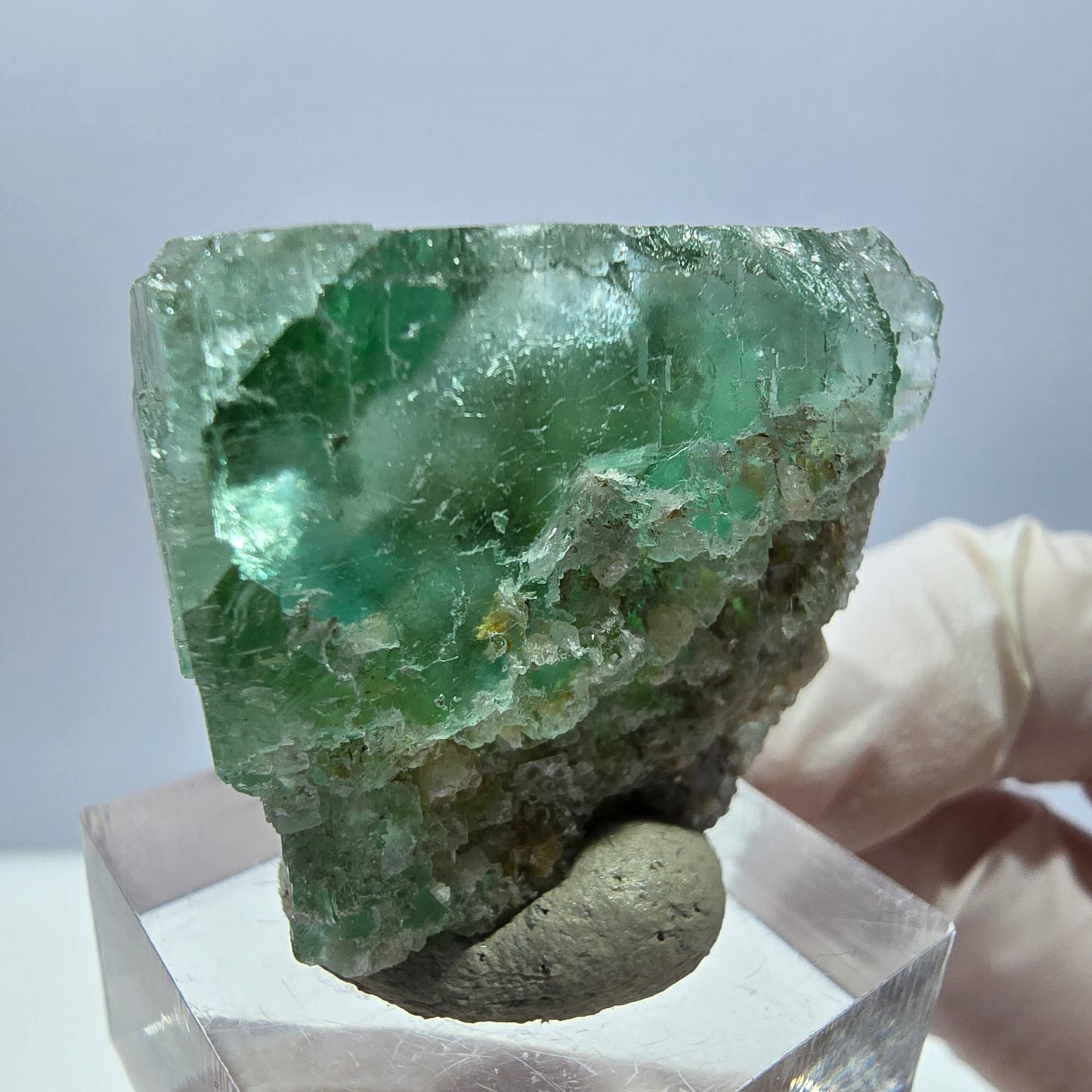 Klarer Phantom Fluorit Würfel parkettiert, grün Okorusu, Namibia 32*27*22mm
