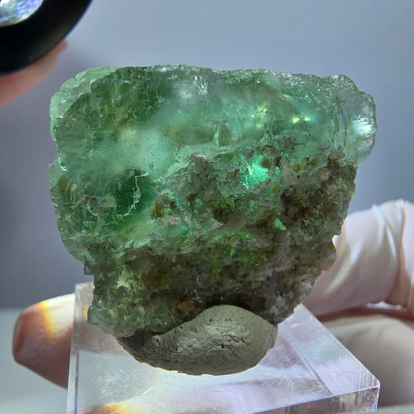 Klarer Phantom Fluorit Würfel parkettiert, grün Okorusu, Namibia 32*27*22mm