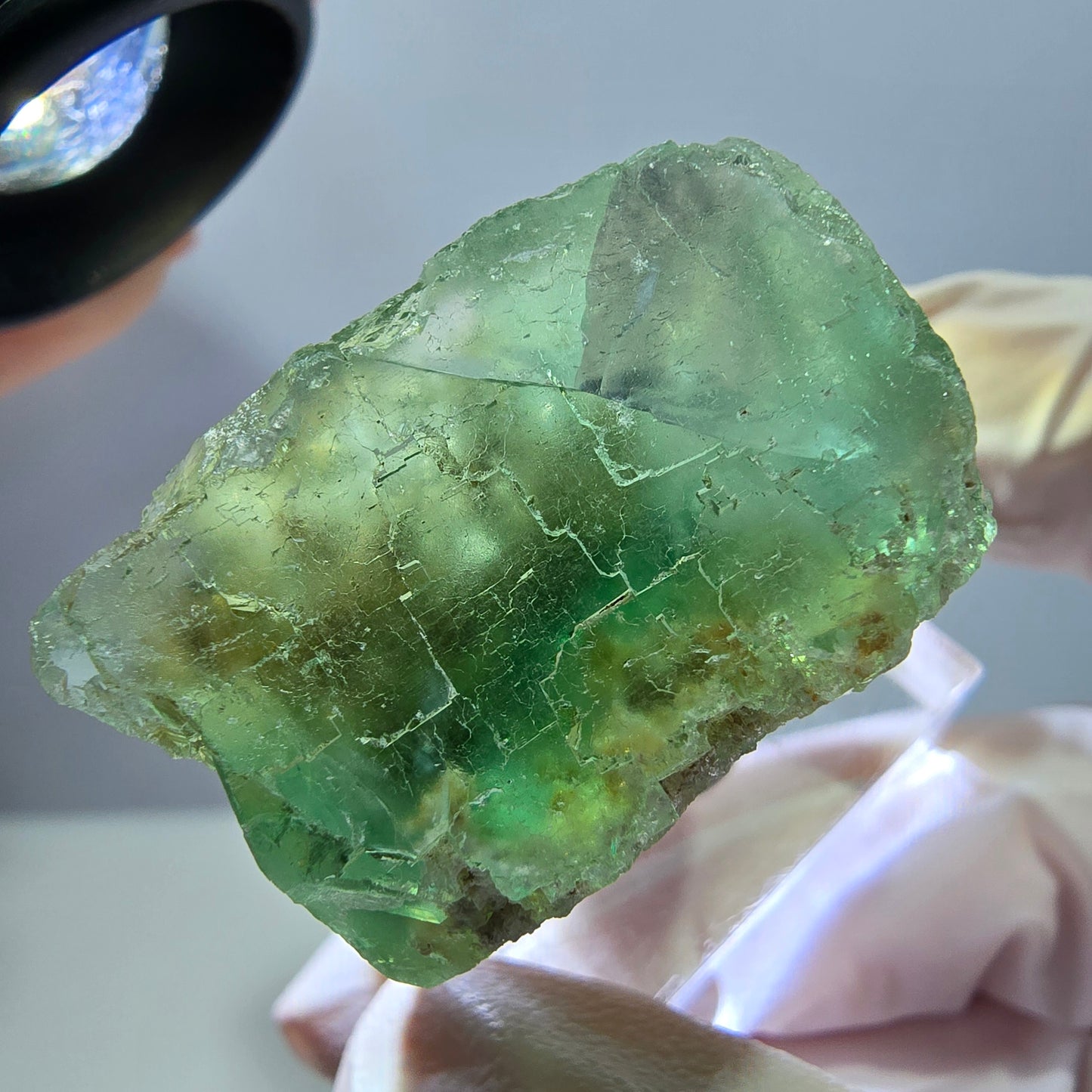 Klarer Phantom Fluorit Würfel parkettiert, grün Okorusu, Namibia 32*27*22mm