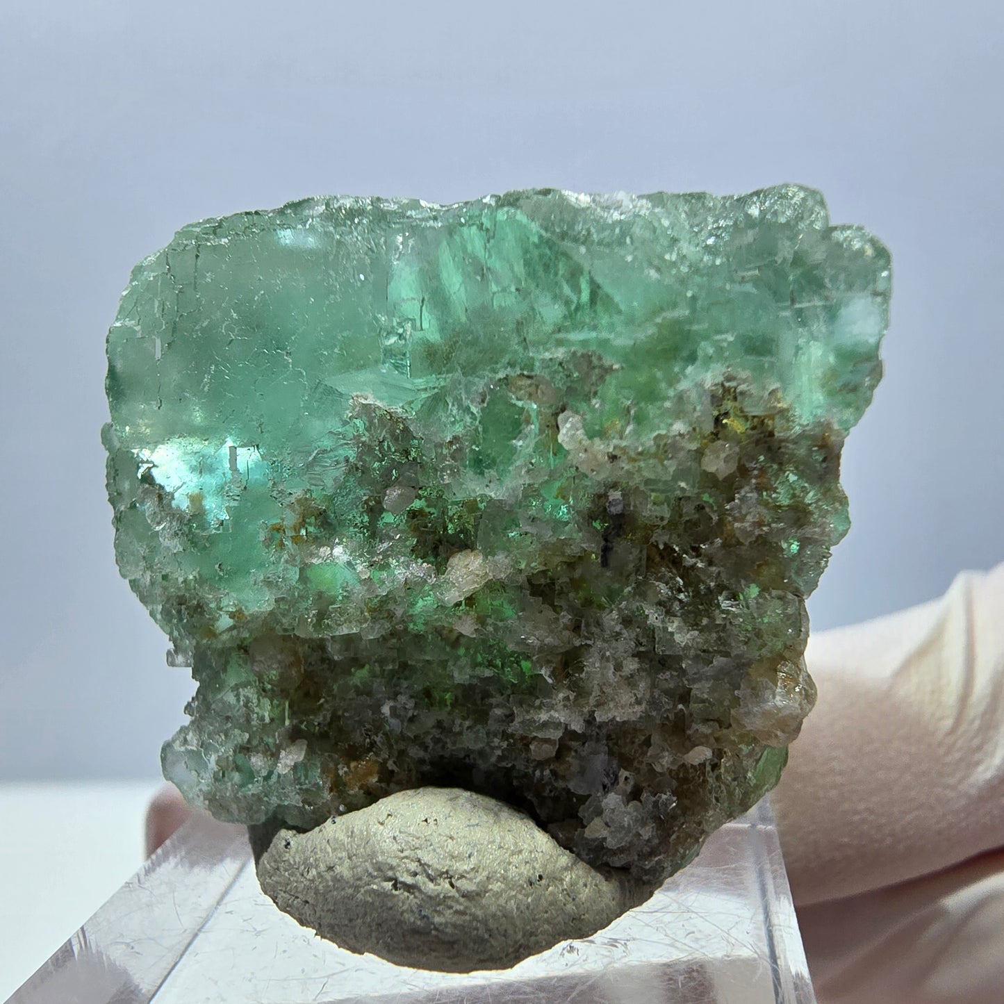 Klarer Phantom Fluorit Würfel parkettiert, grün Okorusu, Namibia 32*27*22mm