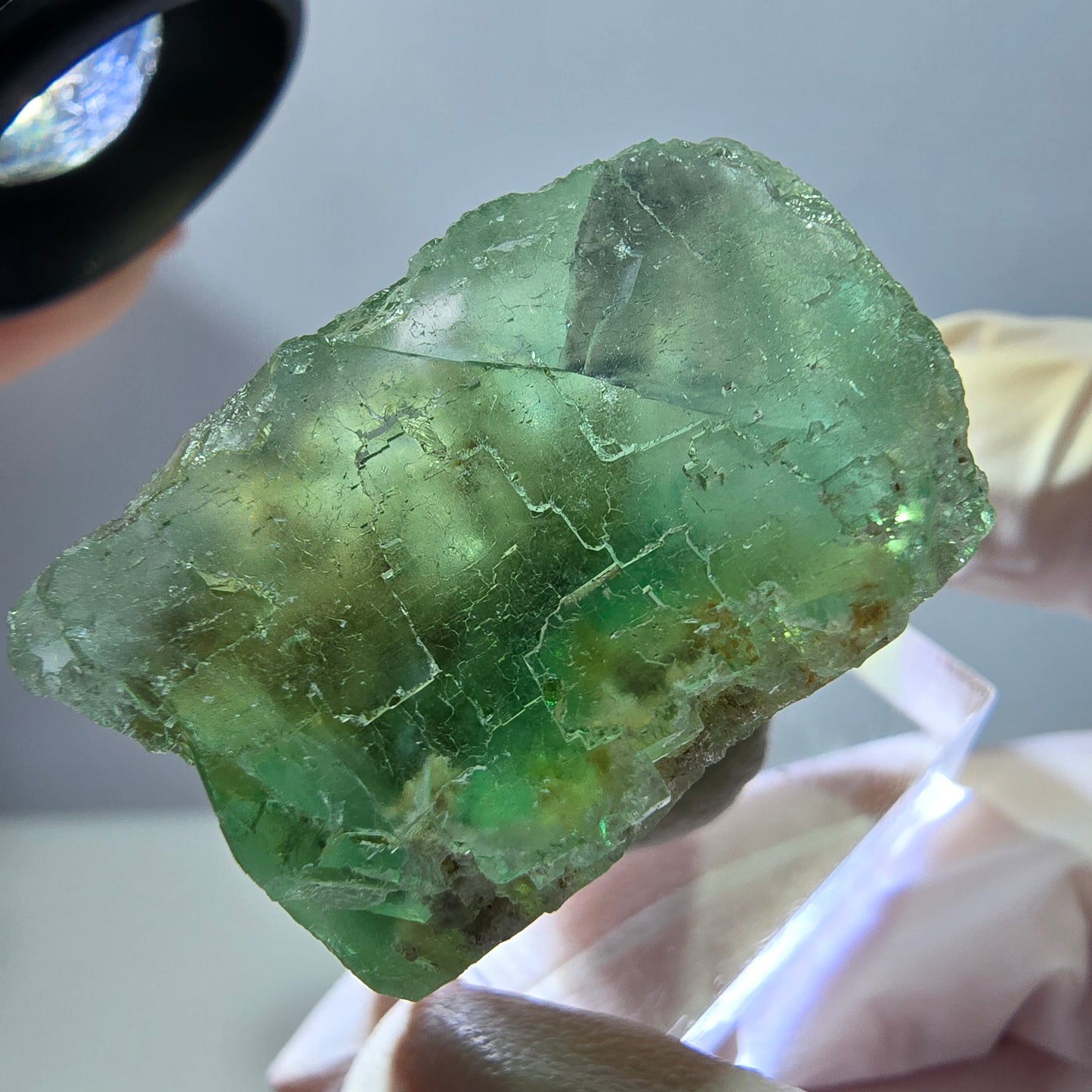 Klarer Phantom Fluorit Würfel parkettiert, grün Okorusu, Namibia 32*27*22mm