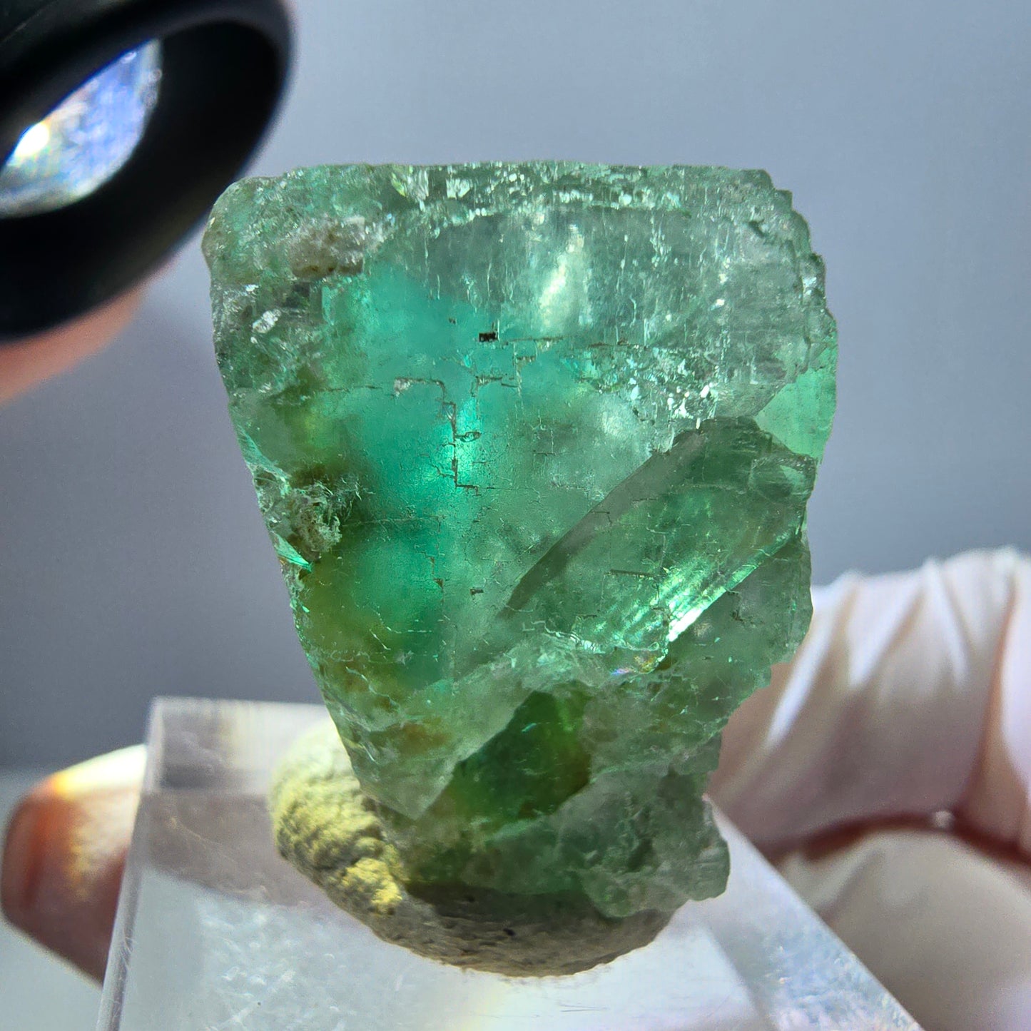 Klarer Phantom Fluorit Würfel parkettiert, grün Okorusu, Namibia 32*27*22mm
