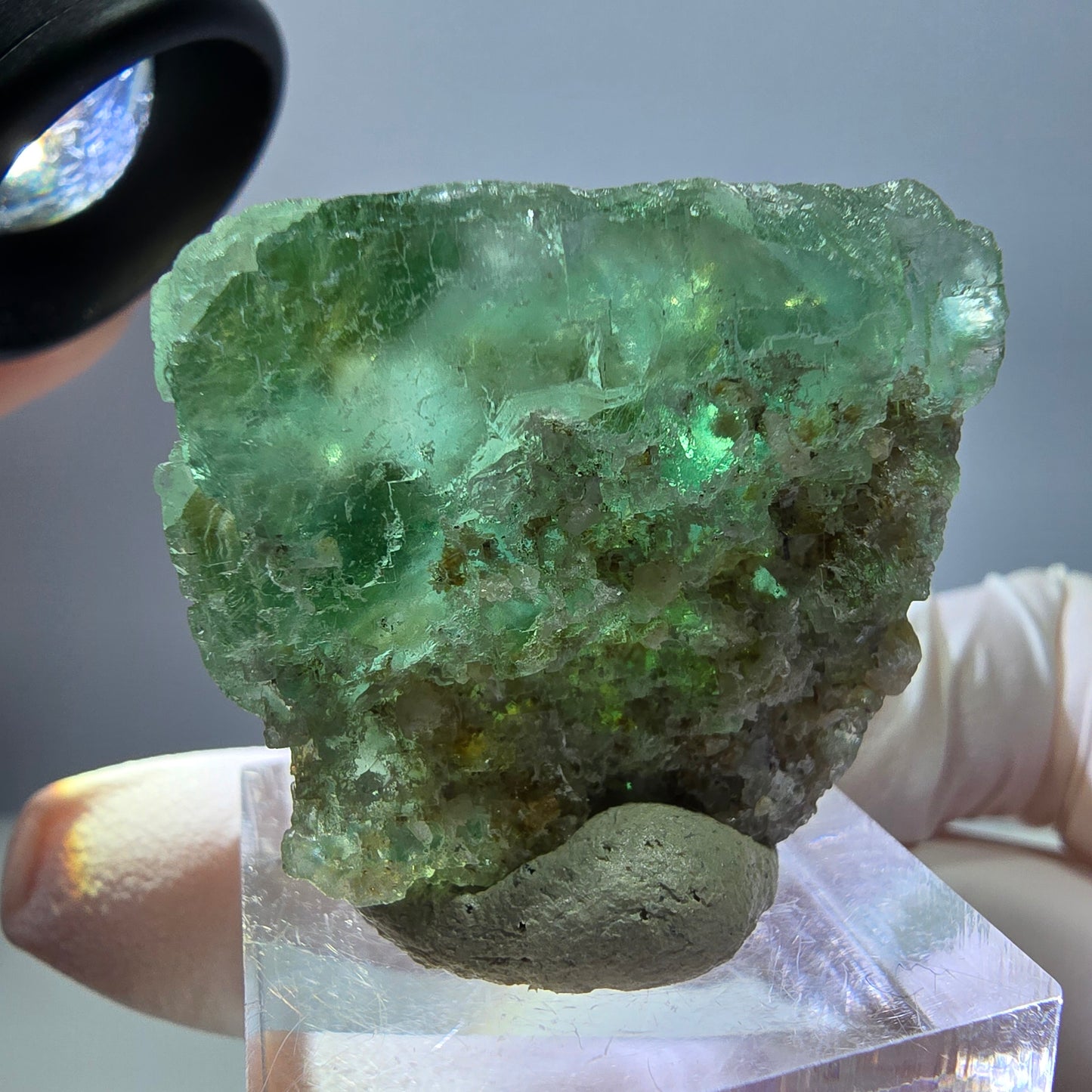Klarer Phantom Fluorit Würfel parkettiert, grün Okorusu, Namibia 32*27*22mm