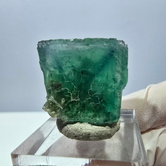 Klarer Phantom Fluorit Würfel parkettiert, grün Okorusu, Namibia 23*22*20mm