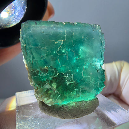 Klarer Phantom Fluorit Würfel parkettiert, grün Okorusu, Namibia 23*22*20mm
