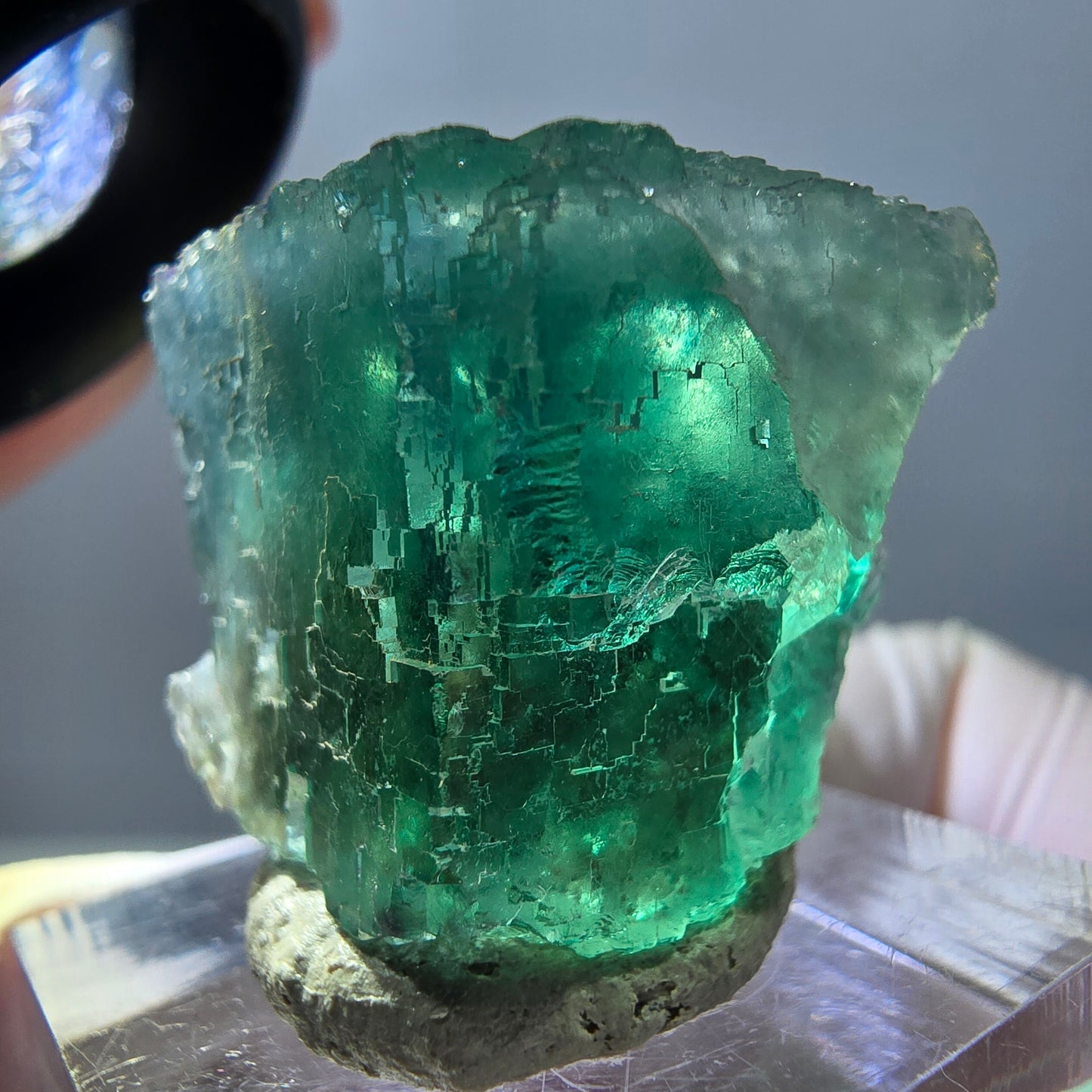 Klarer Phantom Fluorit Würfel parkettiert, grün Okorusu, Namibia 23*22*20mm