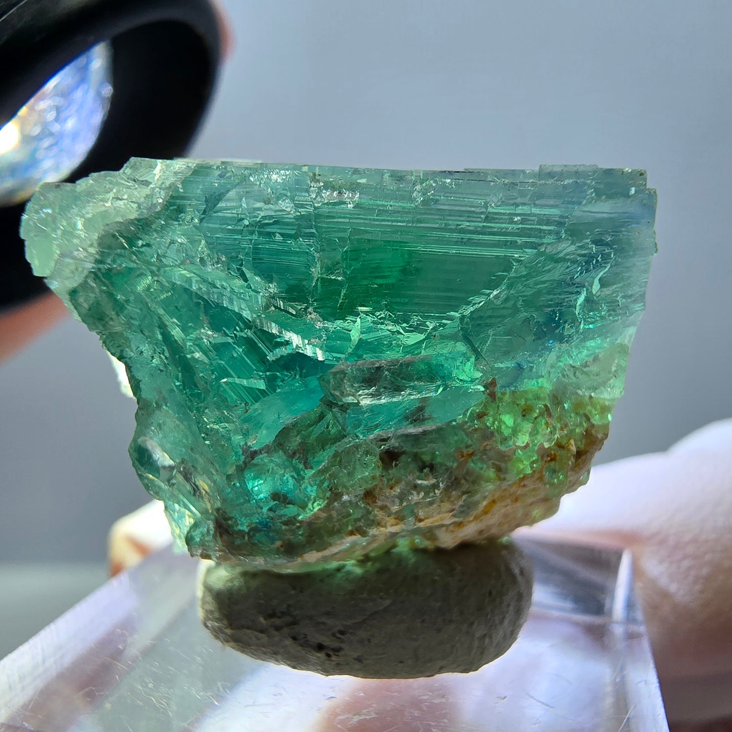Klarer Phantom Fluorit Würfel parkettiert, grün Okorusu, Namibia 23*22*20mm