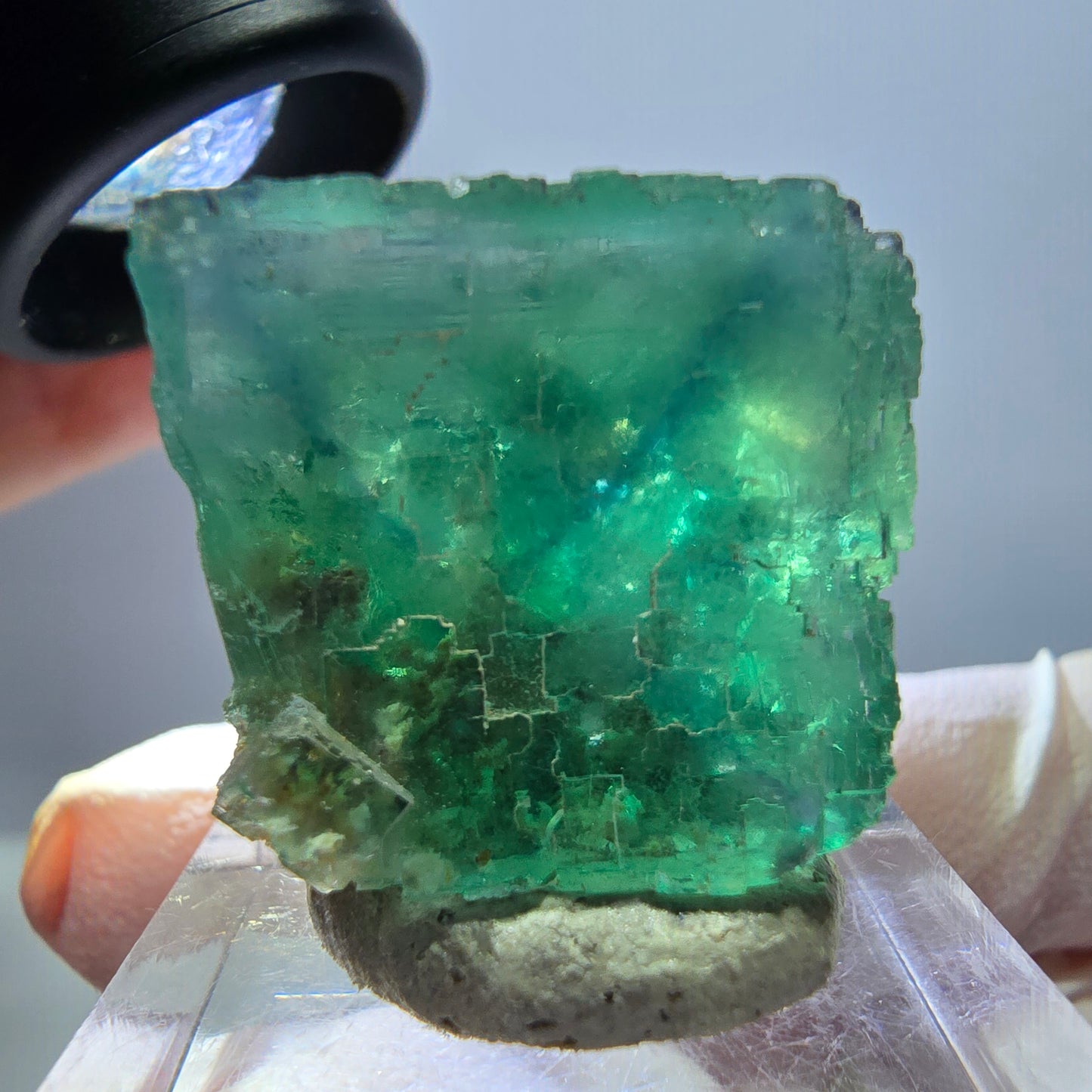 Klarer Phantom Fluorit Würfel parkettiert, grün Okorusu, Namibia 23*22*20mm