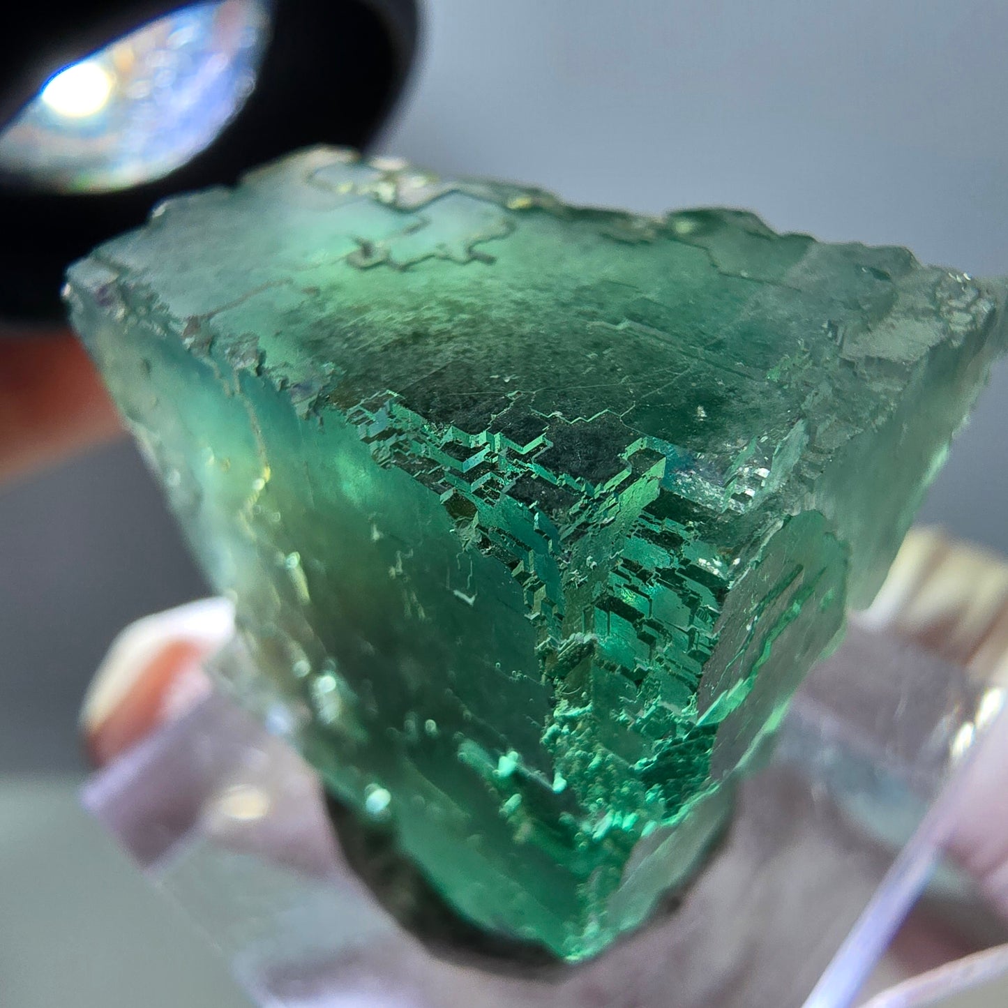 Klarer Phantom Fluorit Würfel parkettiert, grün Okorusu, Namibia 23*22*20mm